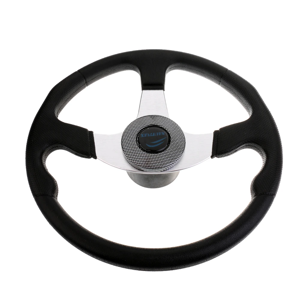 Heavy Duty 34cm Aluminum Alloy Marine Boat Steering Wheel 3 Spoke 3/4