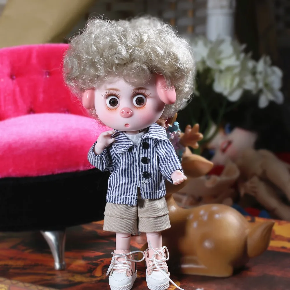 1/12 BJD blyth кукла 26 шарнирное тело Милая свинка ob11 кукла с одеждой Обувь Детский подарок 15 см мини кукла имя от DODO