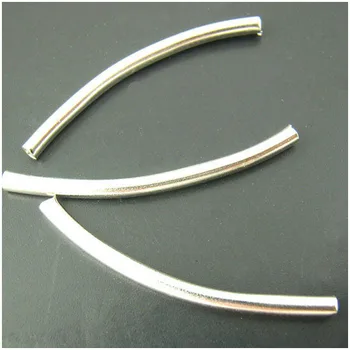 

300Pcs Smooth Curved Spacer Tube 2x30mm Silver