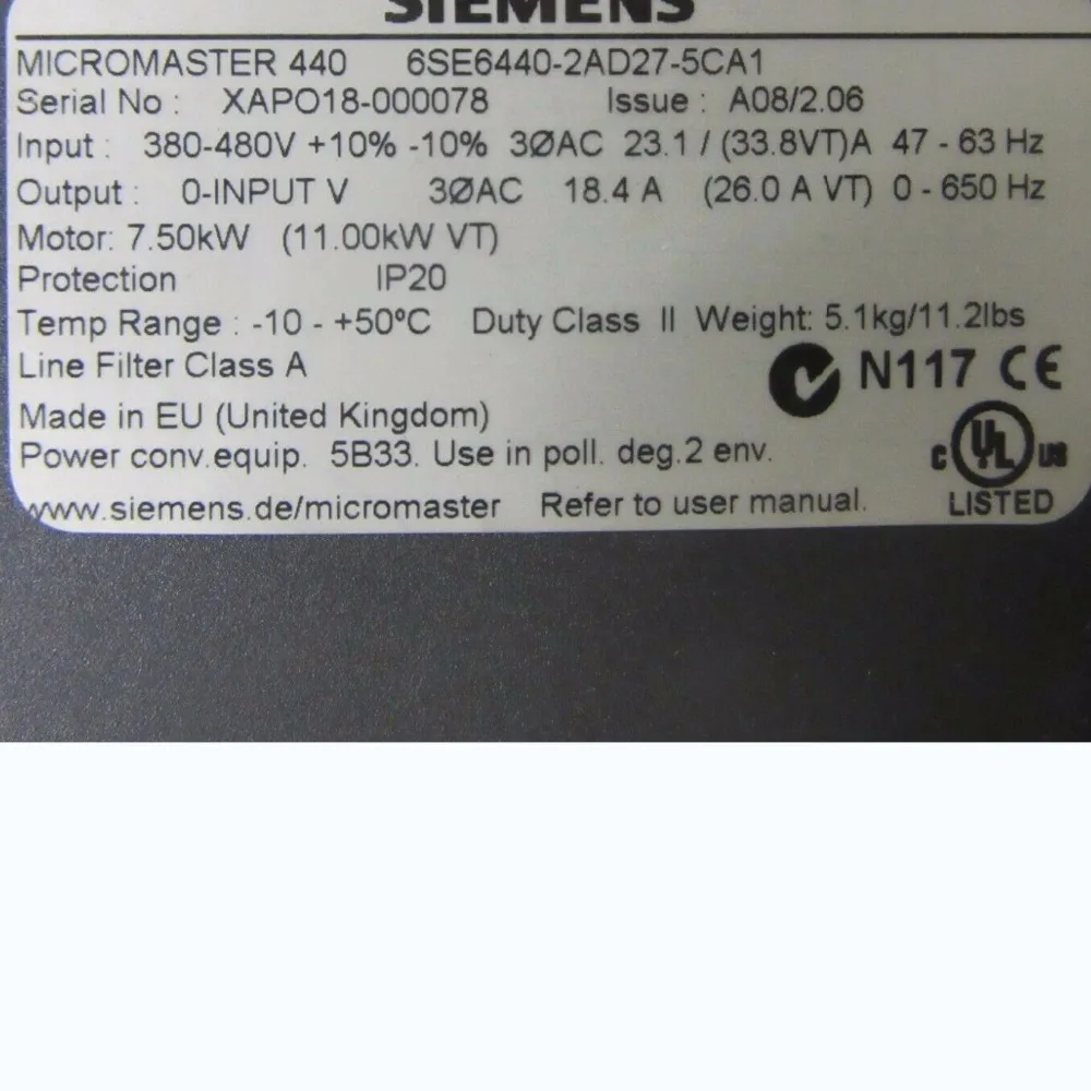 Преобразователь частоты Micromaster 440 6SE6440-2AD27-5CA1