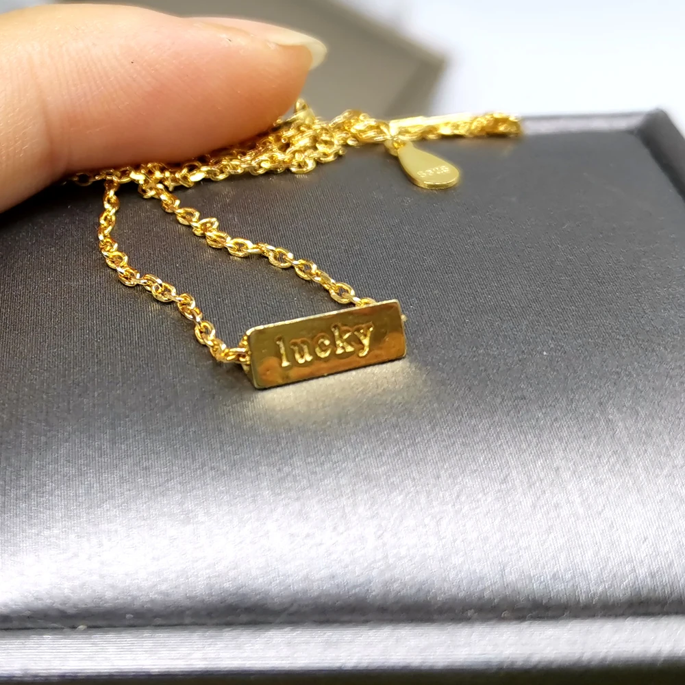 

100% Sterling Silver 925 Gold Pandant Women Gold Color necklace Beautiful Lucky Design