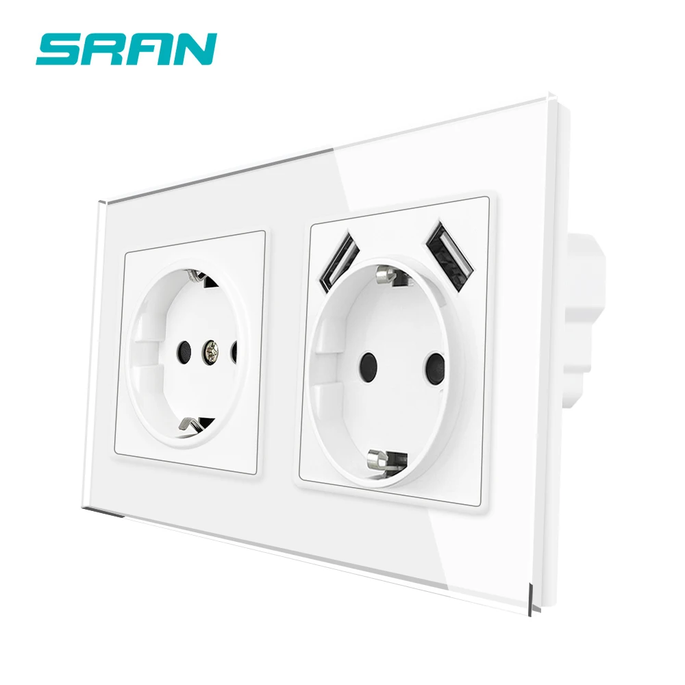 Sran 153 82mm dual eu standard power socket socket with usb charging