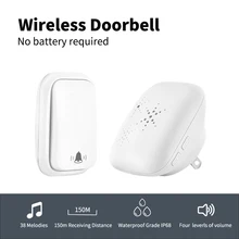 Sonnette de porte intelligente sans batterie, 433Mhz, portée 150M, 32 chansons, carillons de porte pour la maison 