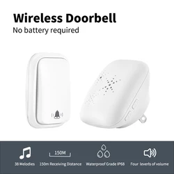 Campainha sem fio bateria livre 433mhz casa bem vinda inteligente campainha da porta 150m longa distância sem fio 32 músicas casa bem vinda sinos da porta