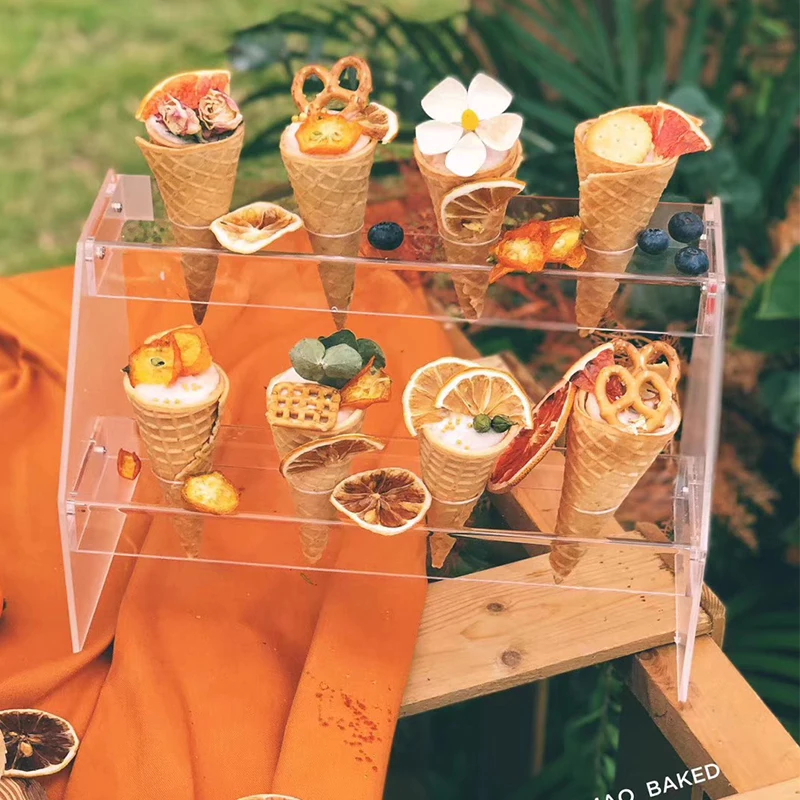 Party Buffet ice-cream cone display shelf Sweet tube Ice Cream Holder stand acrylic Dessert Bar wedding decoration rack | Дом и сад