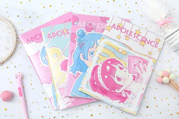 Kawaii 2 книги блокнот катушки пара памяти иллюстрация Памятка домашняя работа студенческие подарочные канцелярские принадлежности дневник пуля