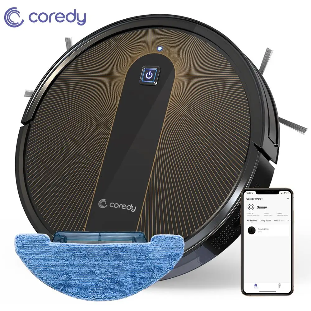 US $255.99 Coredy R750 Robot Vacuum Cleaner Smart Dry Wet Mopping Floor Carpet Auto Charge Home With Google Wifi Docking Station Best Life