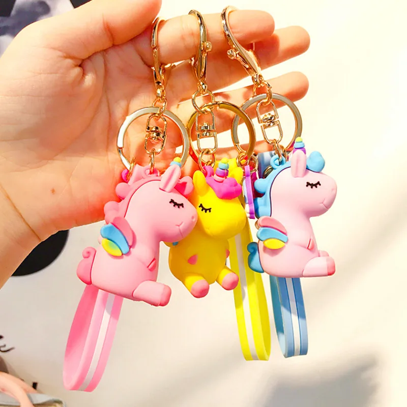 Cute Unicorn 3D Keychain Female Car Key Pendant Bag Backpack Ornaments Girl Child Lovers Gift Toy Kawaii Cartoon Phone Lanyard 5