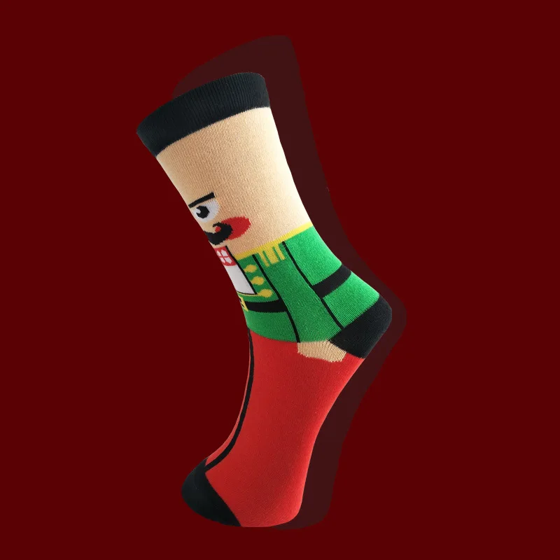 2 Cartoon Christmas stripe crew men lovers socks cotton warm happy Sweat fashion novelty personality sporting sock Autumn Winter - Цвет: 2