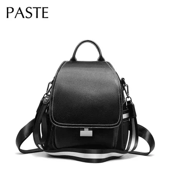 

PASTE High Quality New Fashion Cowhide Leather Women Backpack Genuine Leather Girl Lady Travel Bag School Bags for Teenage Girls