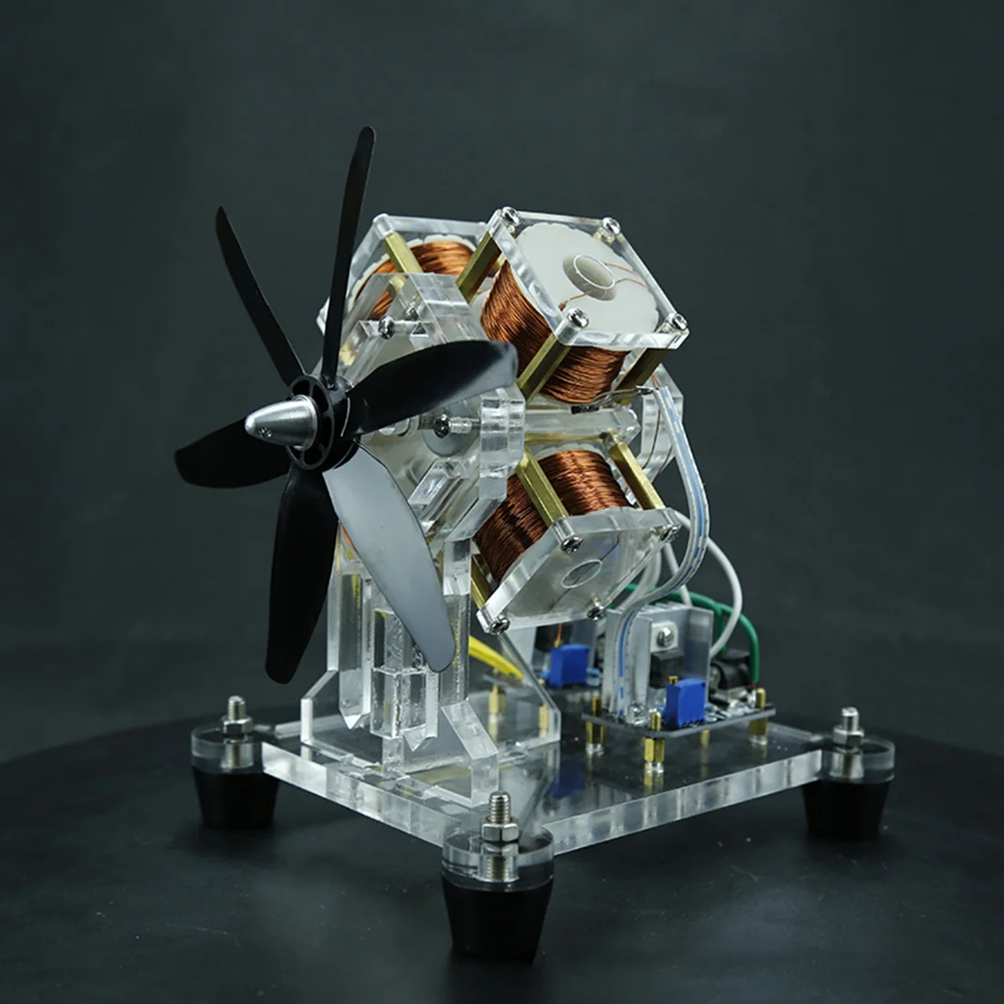 

Stark 12v 4 Coils Fan Shaped Micro Brushless DIY Hall Generator Model Engine Kit with Anallobar Educational Generator Kits