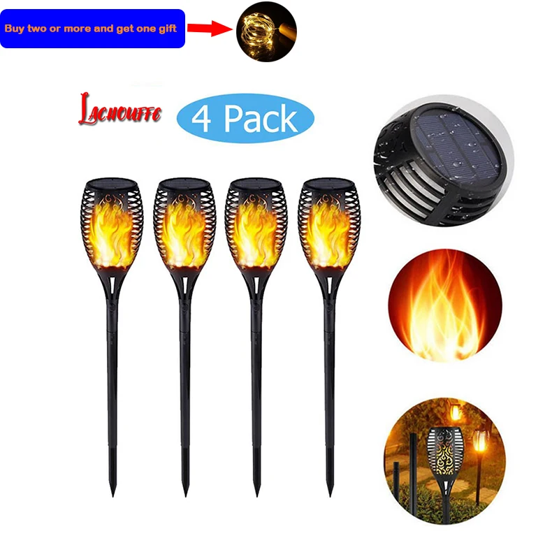 33LED водонепроницаемый мерцающий огонь Солнечный фонарь светильник садовый