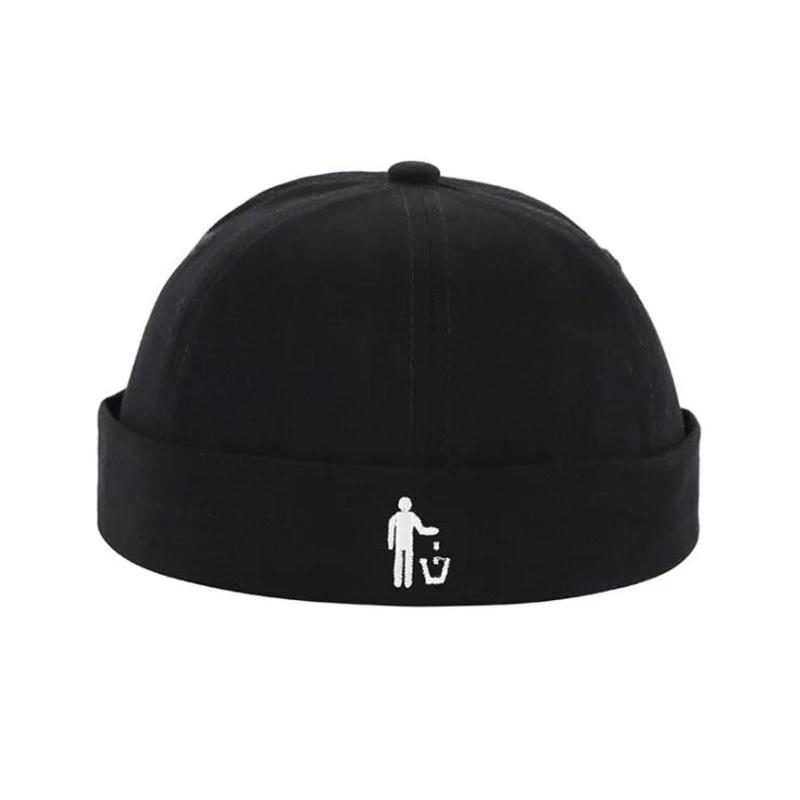 LA Embroidery Men Women Skullcap Hat Cap Casual Docker Sailor Mechanic Brimless Solid Color Gorro Invierno Mujer Spring Cap