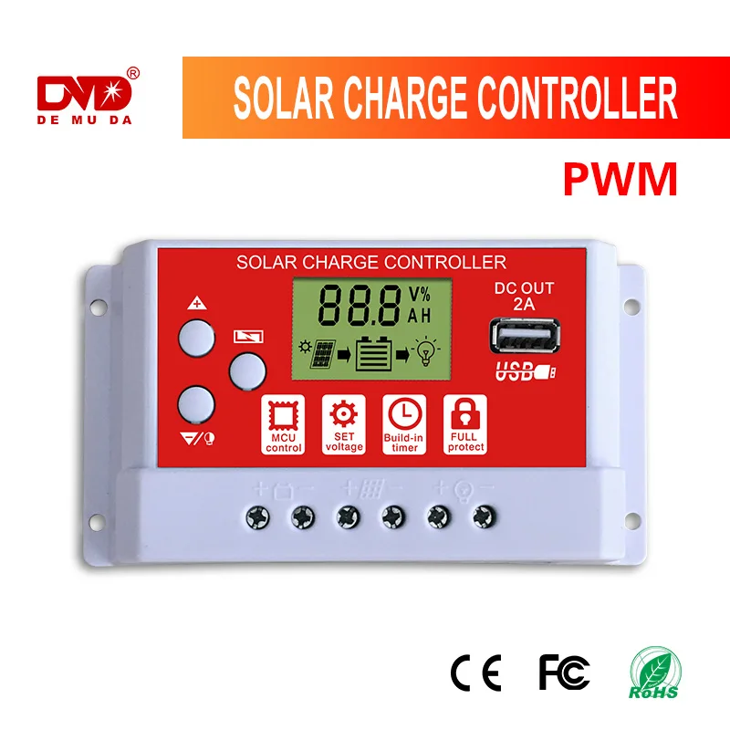 

Intelligent Memory Auto Solar Charge Controller 30A LCD Dual USB 5V Output