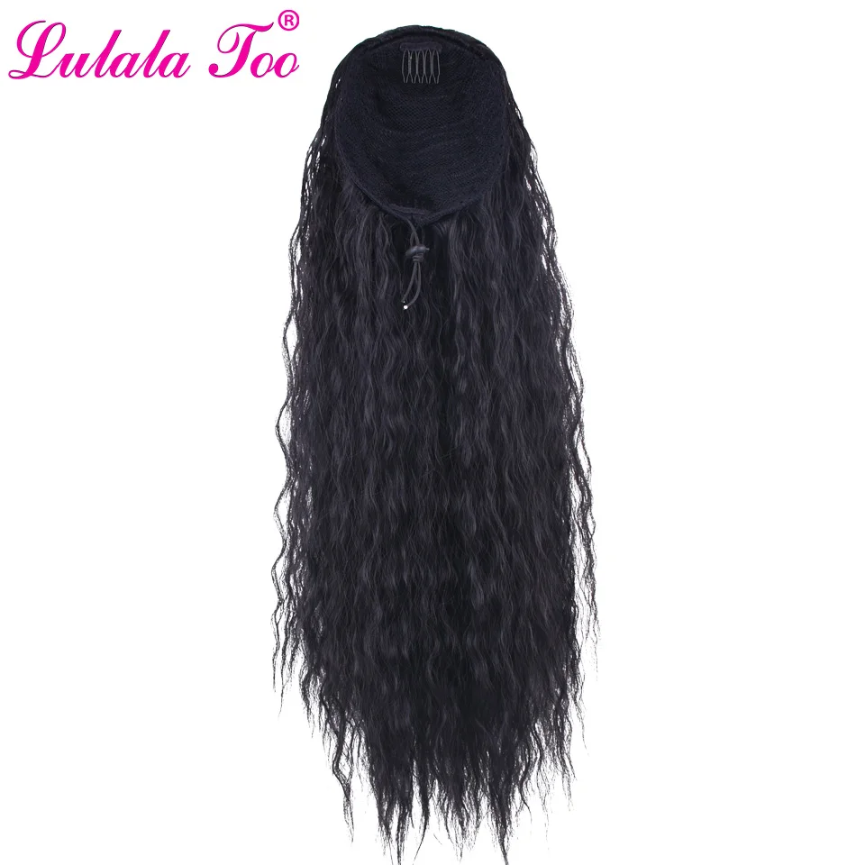 

24inch Long Wavy Drawstring Ponytail Wig For Women Synthetic Corn Wave Clip in Hairpiece Wrap Around Pony Tail Hair Extension