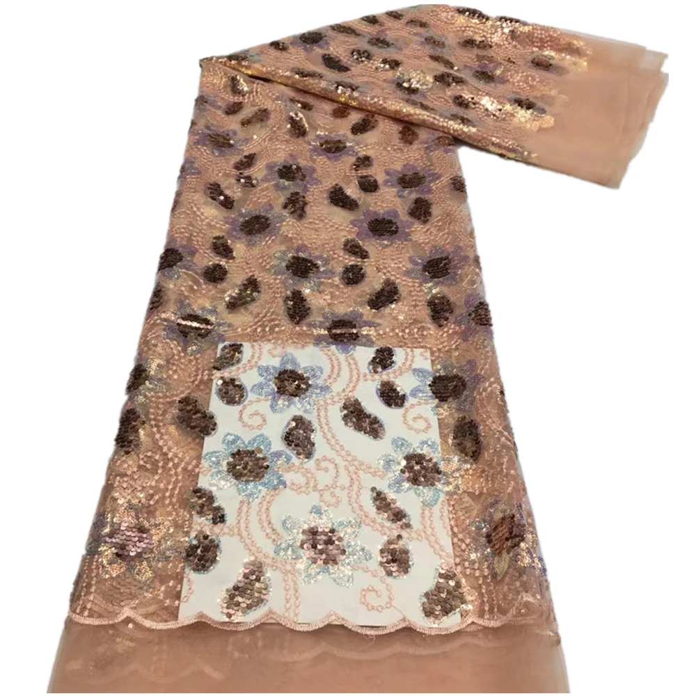 

2021 African Lace High Quality French Lace Fabric With Sequins African Lace Fabric For Nigerian Wedding Dress Sewing xx66-484