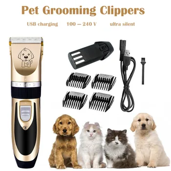 

Professional Pet Dog Hair Trimmer Low-noise Pet Hair Clipper Machine Rechargeable Dog Grooming Electric Pet Hair Cutter+ Blade