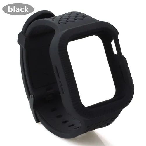 black Плетеный чехол+ ремешок для apple watch band pulseira apple watch 5 4 band 44 мм/40 мм iwatch band series 5 4 correa браслет ремень - Цвет ремешка: black