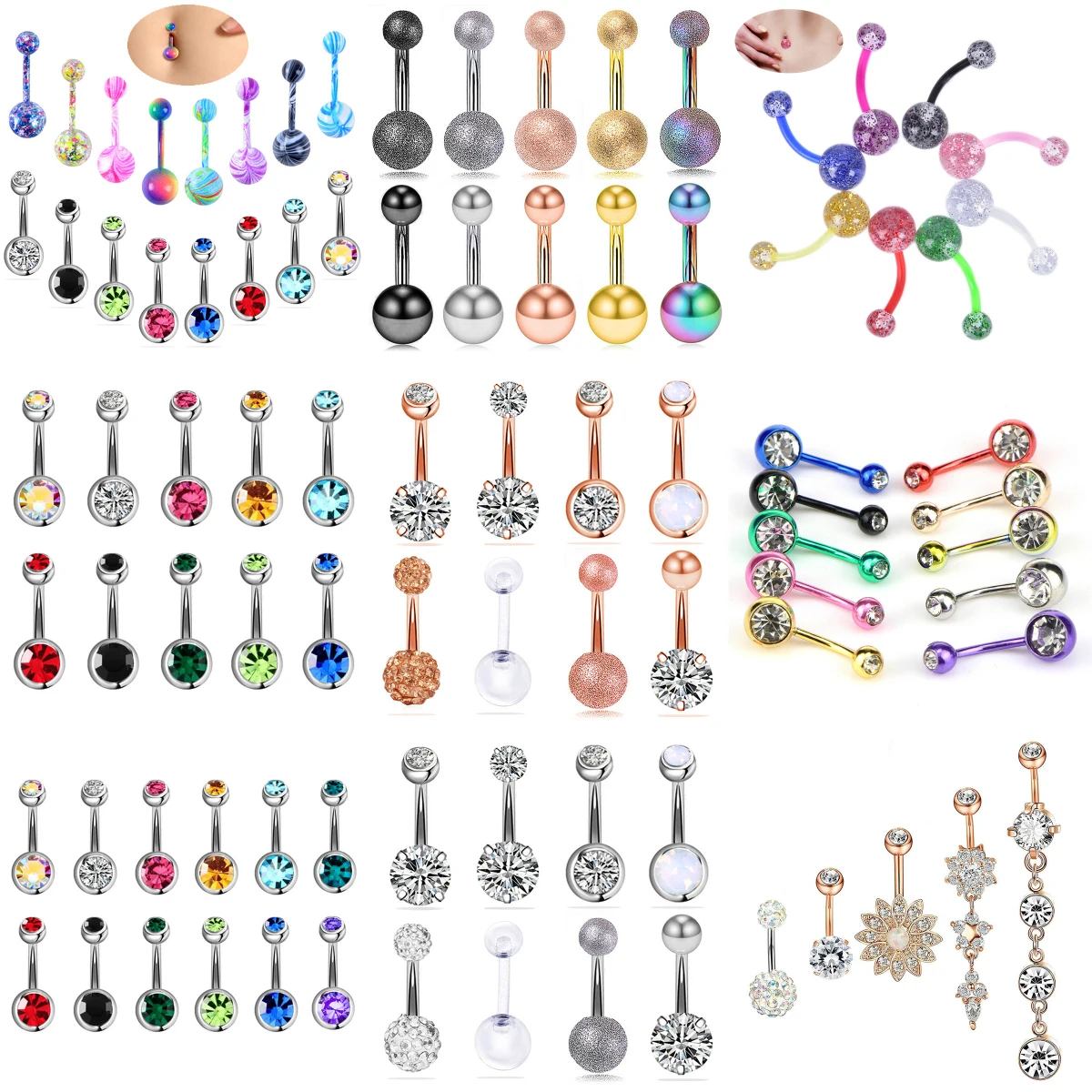 1Set Surgical Steel Belly Piercings Navel Piercing Sexy Piercing Ombligo Ear Piercings Navel Earring Gold Body Jewelry Pircings