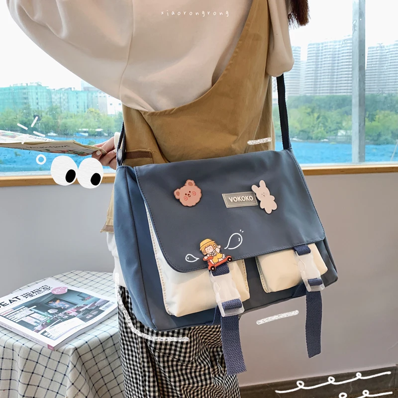 Panelled Women Shoulder Bag 2020 Japanese Cute Girl Crossbody Bag Large  Capacity Student Class Bags Luxury Ladies Bookbag New - AliExpress