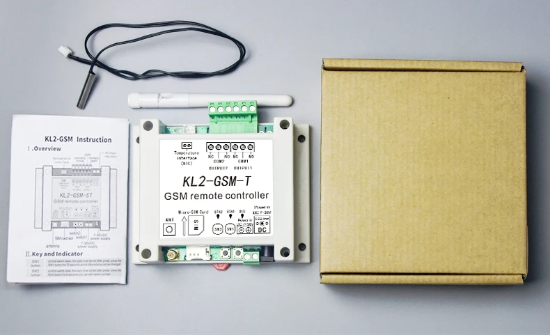 

Dual Relay Switch Module Home GSM Alarm with SMS Controller kKL2-GSM-T with temperature sensor for Light/Fishpond culture/warehousing