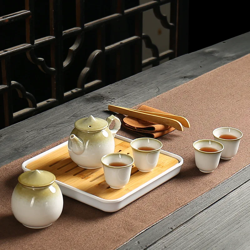 Китайский чайный набор для путешествий, чайный набор кунг-фу, керамический портативный чайник, контейнеры для чая, инструменты для питья, уличная чашка, кофейник