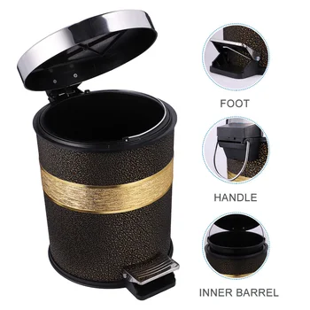 

1PC Foot Pedal Garbage Bin Storage Box Trash Can Organizer Storage Basket Home Garbage Can with Lid (Black)