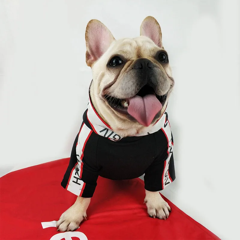 

Black Cotton Hoodies Dog Clothes Letter Print Pet Clothing For French Bulldog Warm Winter Clothes For Small Dogs Chihuahua Puppy