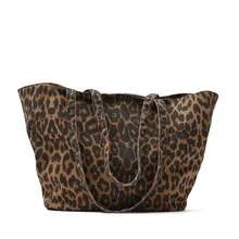 

Leopard Fashion Designer Luxury Grain Shopper Shoulder Bag for Women Female Casual Tote Canvas Large Capacity Travel Handbags
