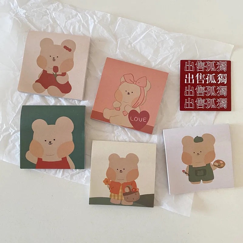 

50pages Cartoon Cute Bear Memo Pad Student Portable Message Paper Notepad Kawaii Stickers Planner Diy Notebook School Stationery