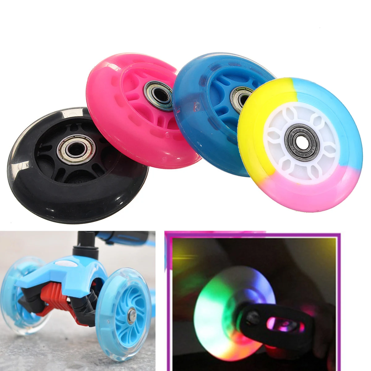 120mm LED Flash Light Up Scooter Wheel Flash Wheel for Scooter Inline Skates 2 ABED-7 Bearing