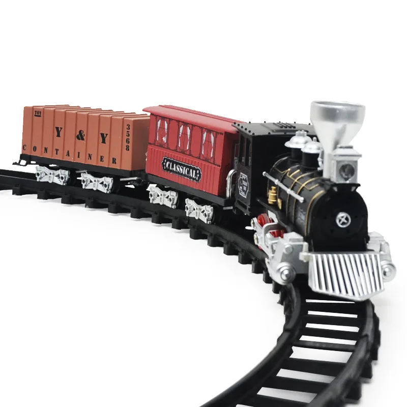 Children's Toy  Rail Train For Kids Toys Games Train Set Railway Track Toy Retro Model Train Sound Track Train 4