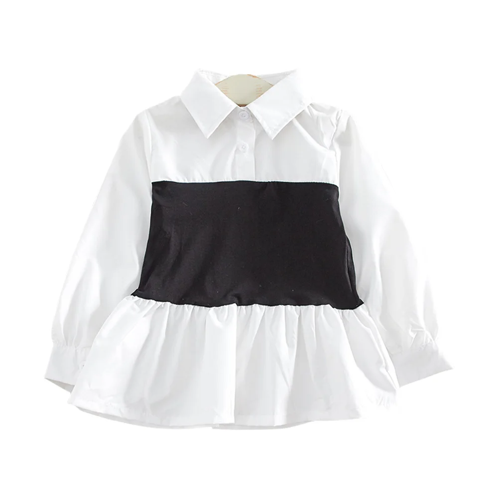 Новинка; белая блузка в стиле пэчворк; однотонные детские блузки для девочек; блузка; школьная одежда; рубашки для девочек; блузки для маленьких девочек - Цвет: Белый