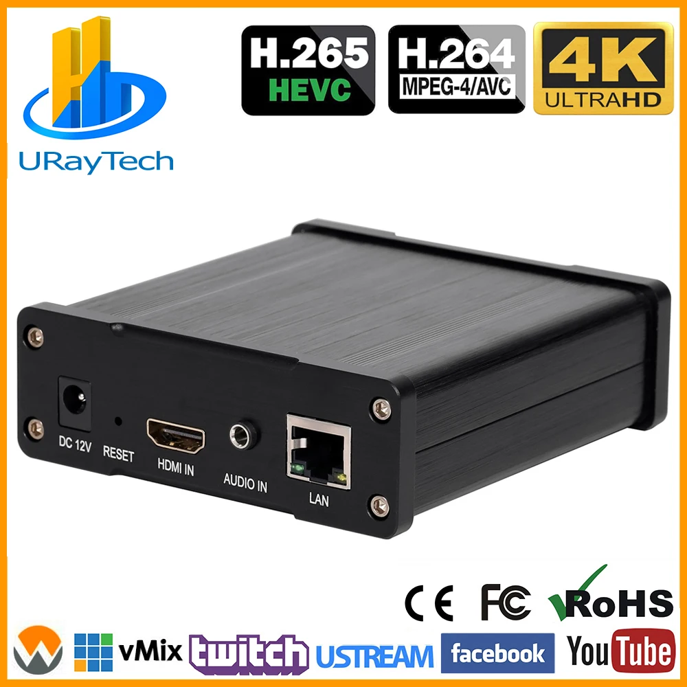 HEVC UHD 4K HDMI видео аудио кодировщик H.264 H.265 IPTV кодировщик прямой поток RTMP кодировщик HDMI к RTSP HLS UDP передатчик HTTP