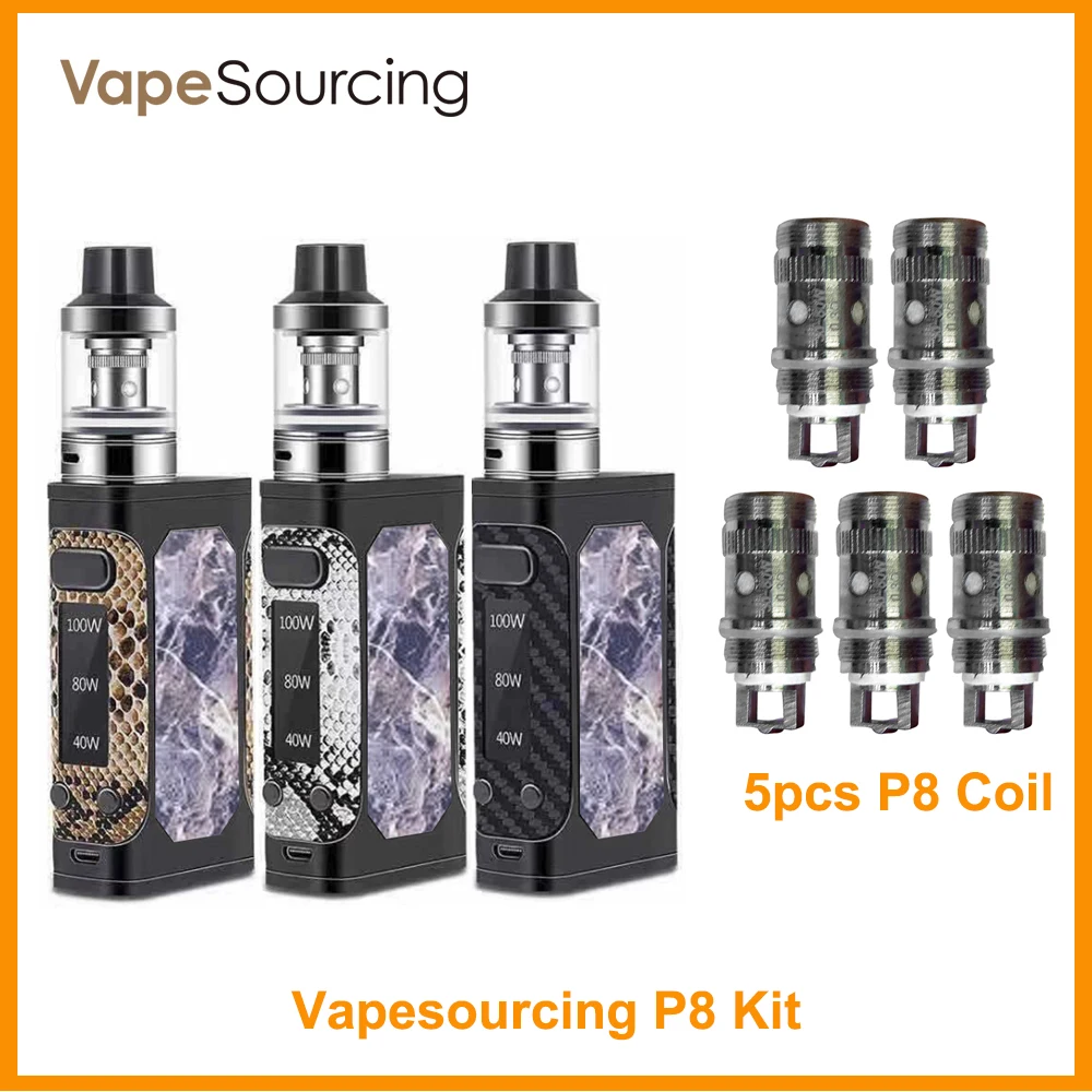 Cena Oryginalny zestaw Vapesourcing 100W P8 Power TC VV TC Mode box mod zestaw do waporyzatora zbudowany W 2200 mAh VS Cuboid mini elektroniczny papieros