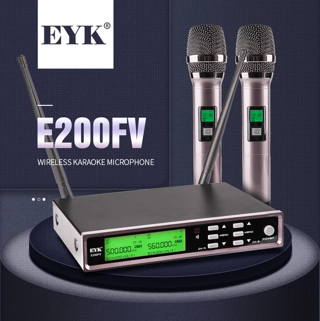 EYK – Microphone sans fil E200FV UHF, avec triple basse, effet