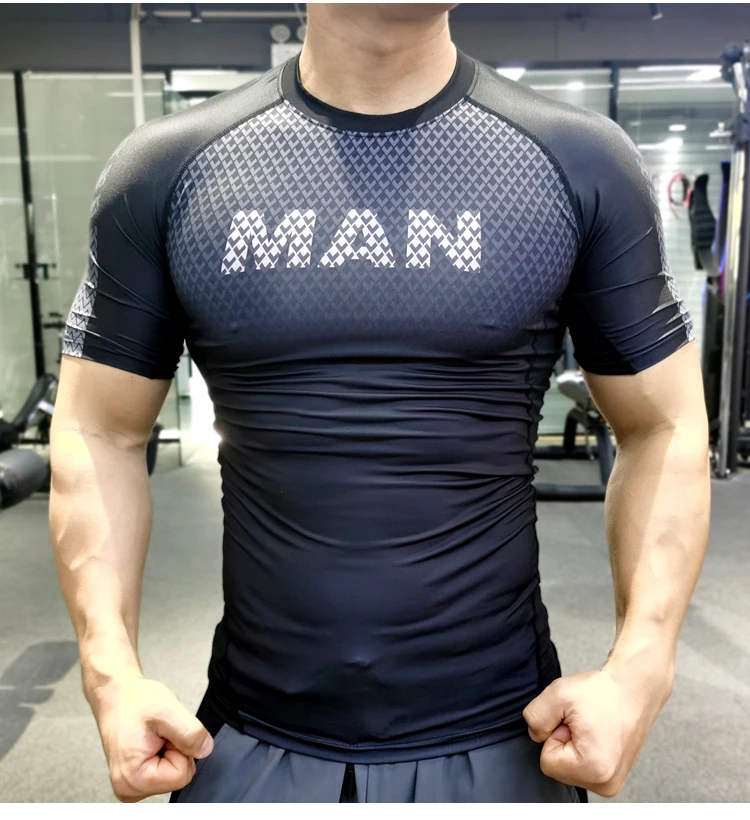 Compression Quick Dry Men's Printed Gym Workout T Shirt - Men's