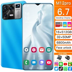 M12 Pro Global Version MTK 6580P 16GB 512GB6800mAh 5G 6.7 Inch Mobile Phone 10 Core Cellphone 4G LTE Smartphone Network
