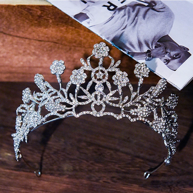 HG11590 European and american bridal hairpiece high end rhinestone wedding headpiece flower princess wedding crown tiara