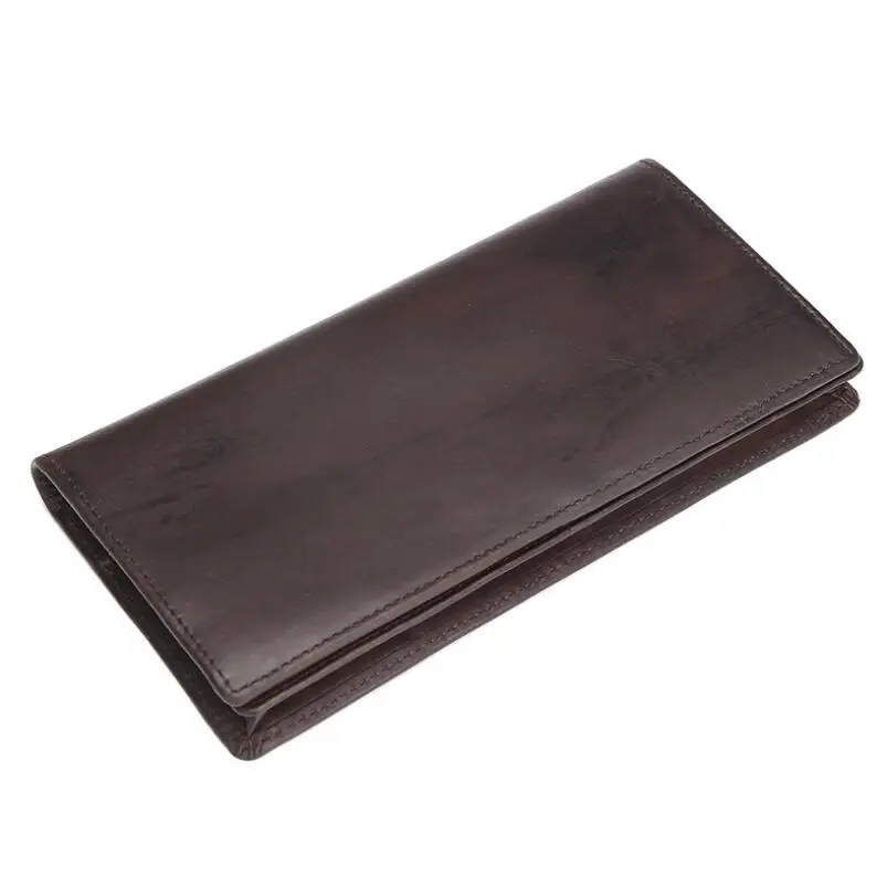 

Leisure Genuine Leather Men Wallet Cowhide high quality Male Vintage Handmade Long Slim Thin Wallets Purse Card Holder