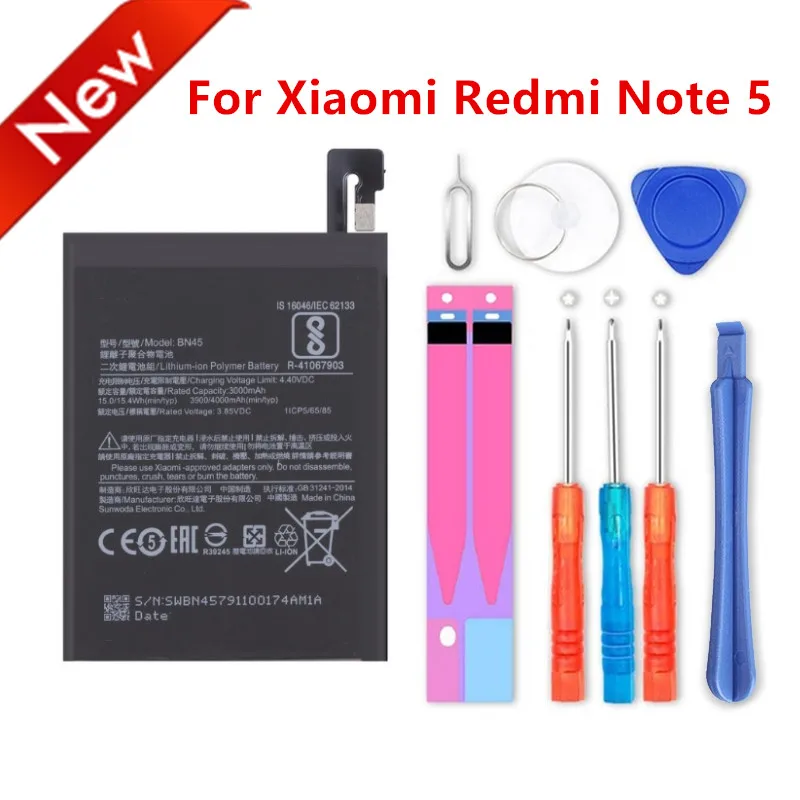 

Аккумулятор BN45 на 100% мАч для Xiaomi Redmi Note 5 Note5 BN45, сменные батареи для телефона + инструменты, новинка 4000