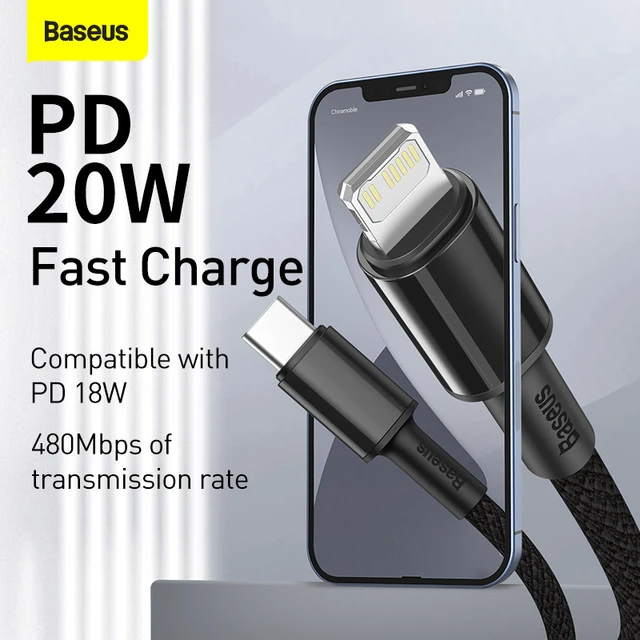 Baseus C Câble Usb Pour Iphone 12 Pro Max Pd 20w Charge Rapide