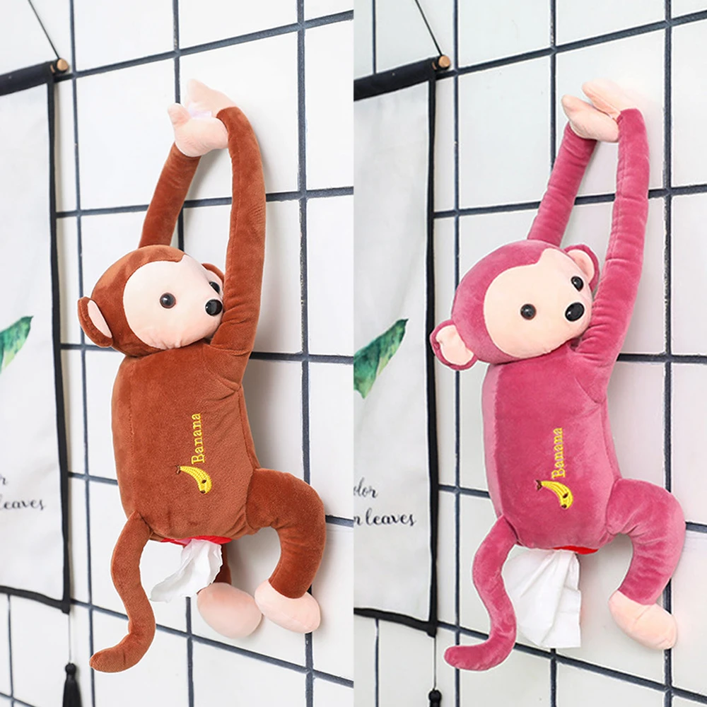Креативная бумажная коробка для салфеток с обезьянкой из мультфильма подвесная коробка из ткани для дома и автомобиля портативные держатели для туалетной бумаги