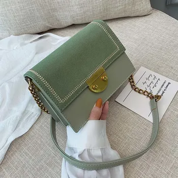 

Women 2019 Contrast Color Scrub Leather Crossbody Bags Chain Shoulder Messenger Bag Female Small Classic Luxury Handbags