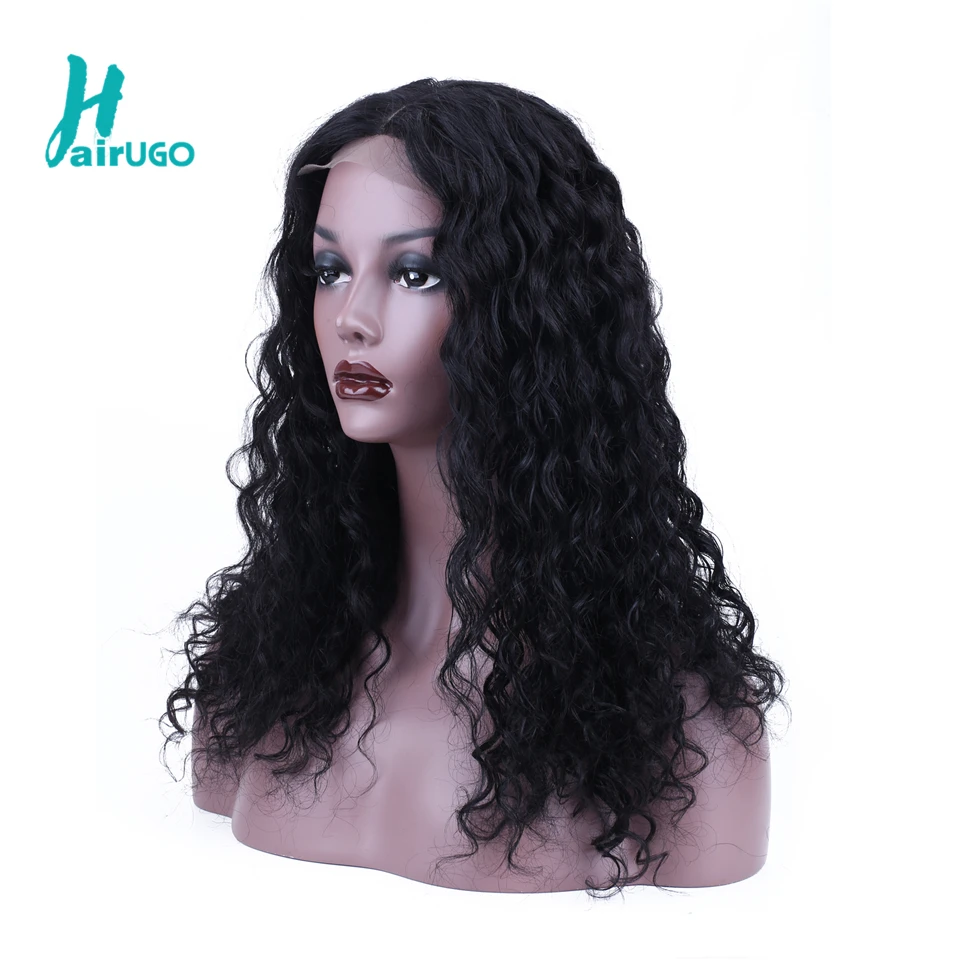 HairUGo 4*4 парики из человеческих волос с кружевной отделкой, парик с глубоким волнистым кружевом для женщин, предварительно сорванные перуанские парики Remy 150