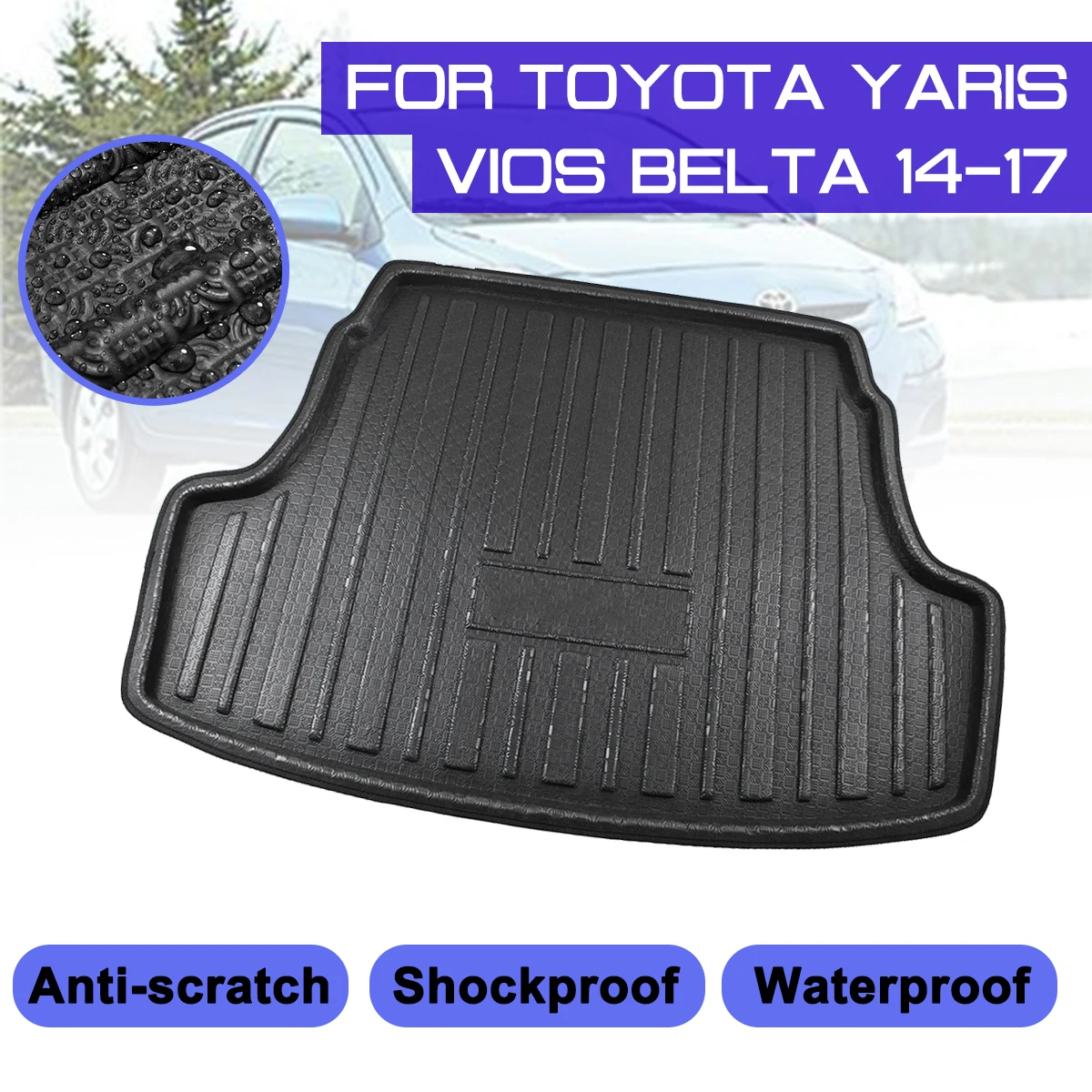 Tappetino auto tappeto bagagliaio posteriore copertura anti fango per  Toyota Yaris Vios Belta 2014 2015 2016 2017|Tappetini| - AliExpress
