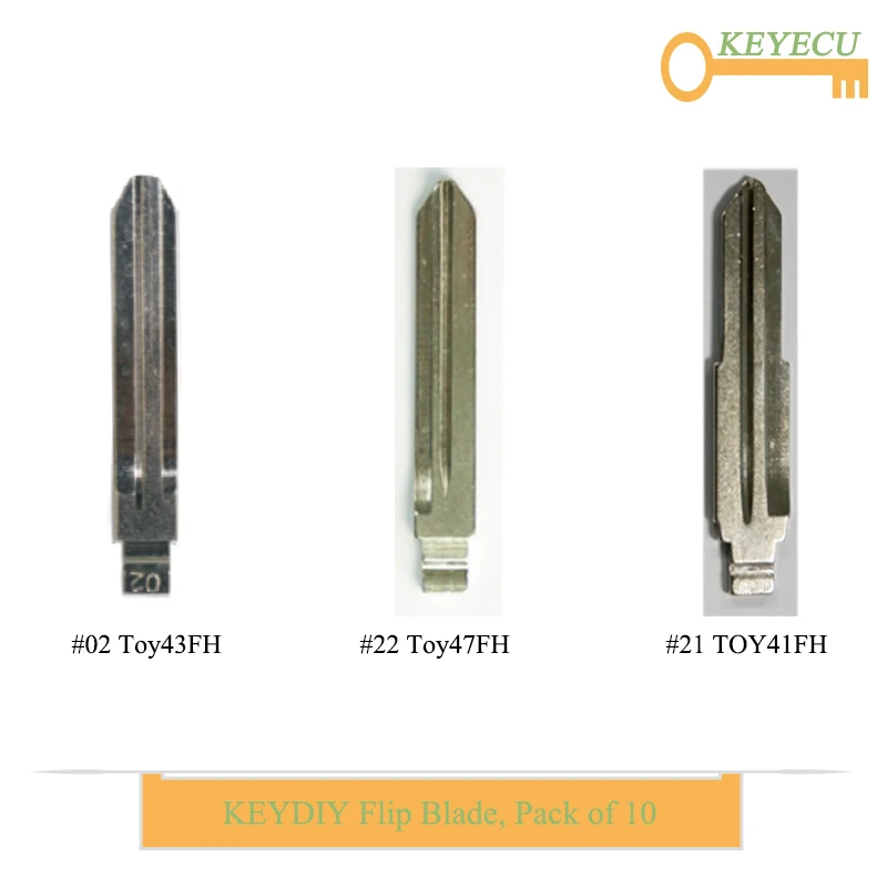 

KEYECU 10 Pieces, KEYDIY Universal KD Remotes Flip Blade - #02 Toy43FH/ #22 Toy47FH/ #21 TOY41FH - for Toyota / Pontiac / Scion