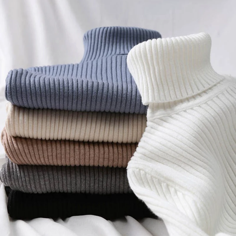 Turtleneck Women Sweater Green Long Sleeve Top White Warm Pullover Sweaters Korean Fall Winter Knitted Clothing | Женская одежда