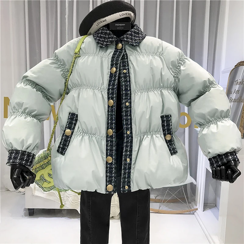 Abrigos Mujer Invierno 209 женские пальто Зимние однобортные толстые винтажные Лоскутные твид Ropa De Invierno Para Mujer