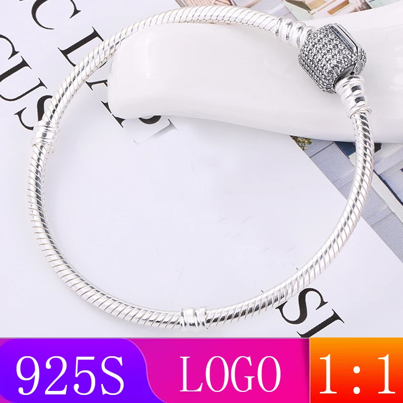 LISM [ ] зима 1: 1Moments яркий паве змеевидный браслет Модный Дамский подарок 925 Серебро DIY оригинальные ювелирные изделия